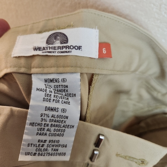 Weatherproof Khaki Cuffed Hiking Camping Active Outdoors Capri Pants Size 6 - Picture 2 of 5